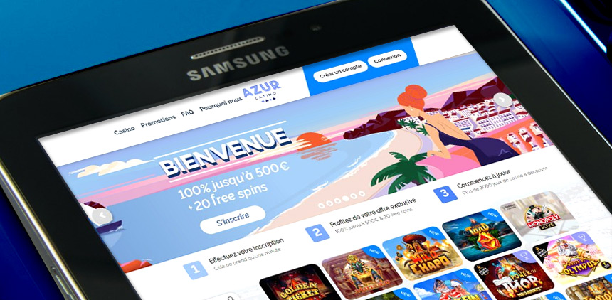 Le Azur Casino, casino en ligne de qualité (sur une tablette Samsung)