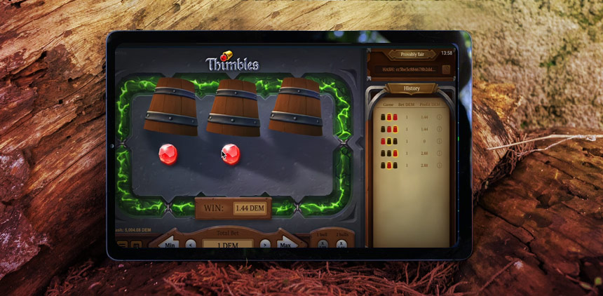 Thimbles d'Evolplay, le bonneteau dans les casinos en ligne